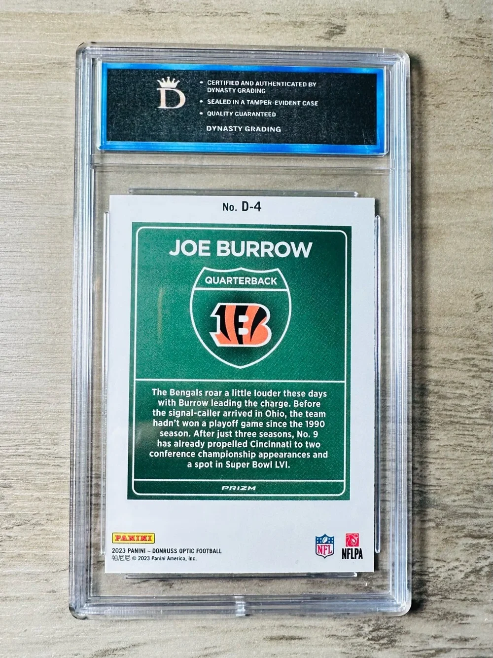 Joe Burrow 2023 Panini Downtown #D-4 Gem Mint 10 Novelty Card Cincinnati Bengals